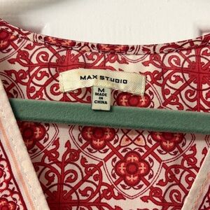 Max Studio Red and White Patterned Blouse